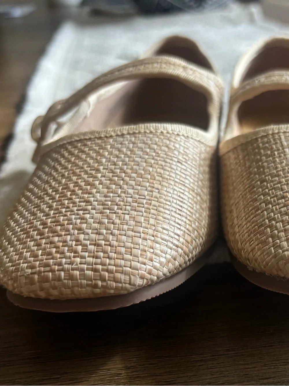 J. Crew Factory Girls Woven Mary Jane Flats in Beige